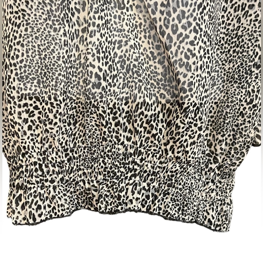 Cache Black/White/Gray Leopard Print Top Size M W… - image 5